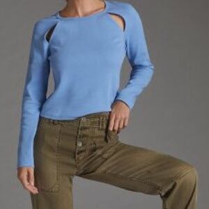 Anthropologie Maeve Ribbed Cut-Out Top